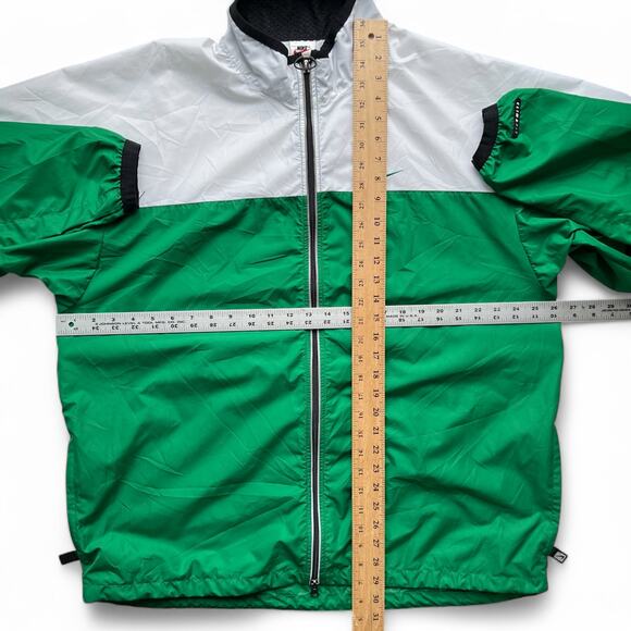 Vintage 90s Nike Windbreaker Zip Jacket White Green Swoosh Oversized Clima Fit - Picture 16 of 16